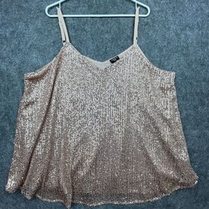 Torrid Sophie Camisole Womens XL Rose Gold Sequin Tank Disco Metallic Party